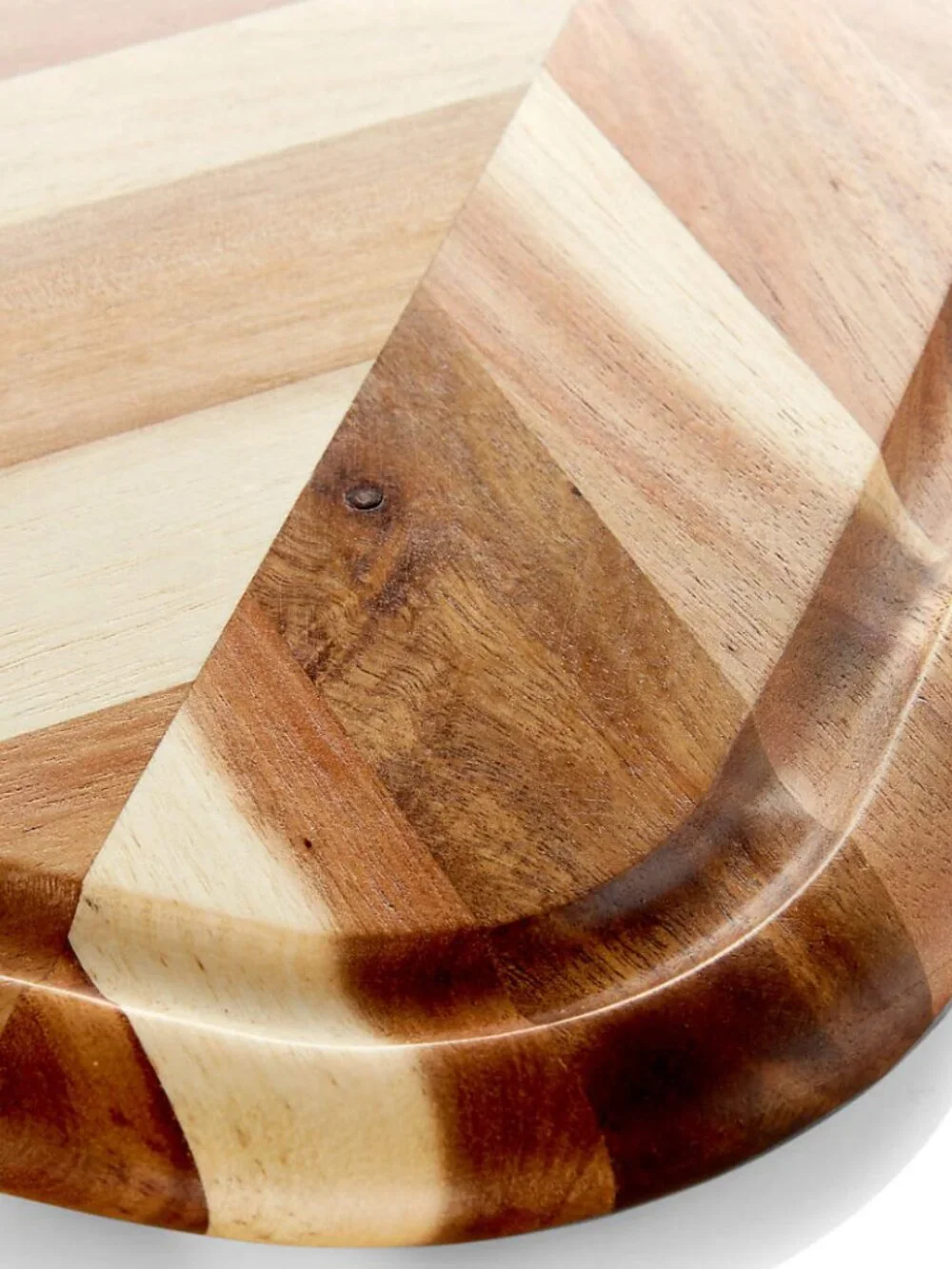 Crate & Barrel Madeira Medium Herringbone Acacia brown Wood Cutting Board